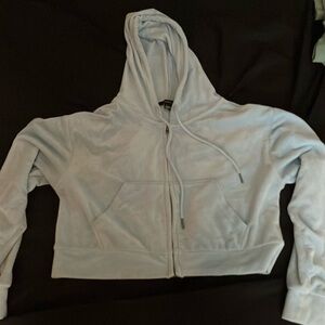 Forever 21 Light Blue Cropped Hoodie